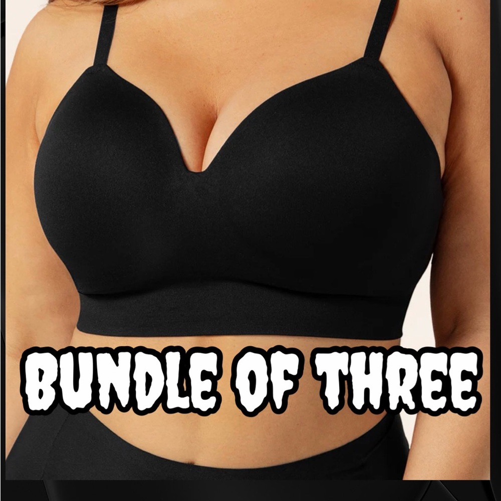 BUNDLE x3 Black Body & Bra Sweetheart Wireless Bra size L